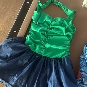 Maeve Emerald and Navy halter dress